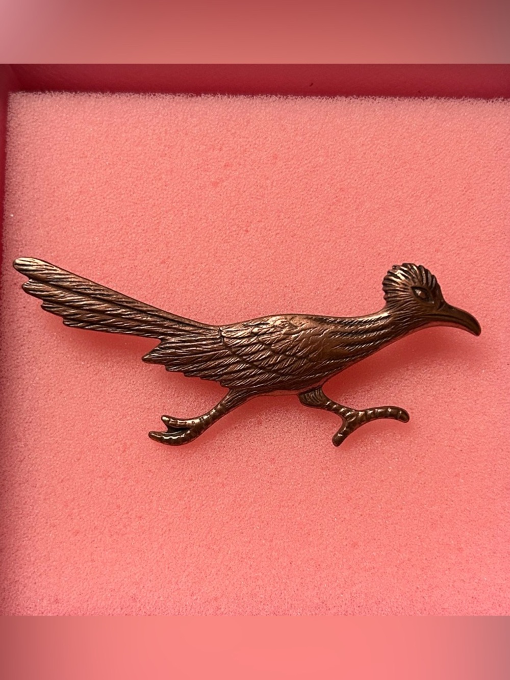 Vintage Copper Roadrunner Brooch